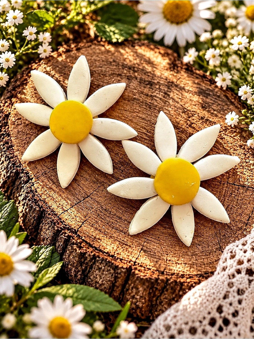 Daisy Handmade Polymer Clay Earrings